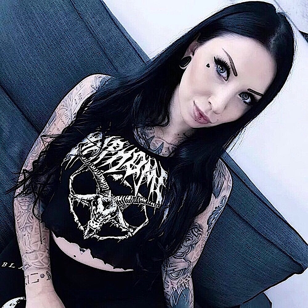 Baphomet pentagram graphic crop top